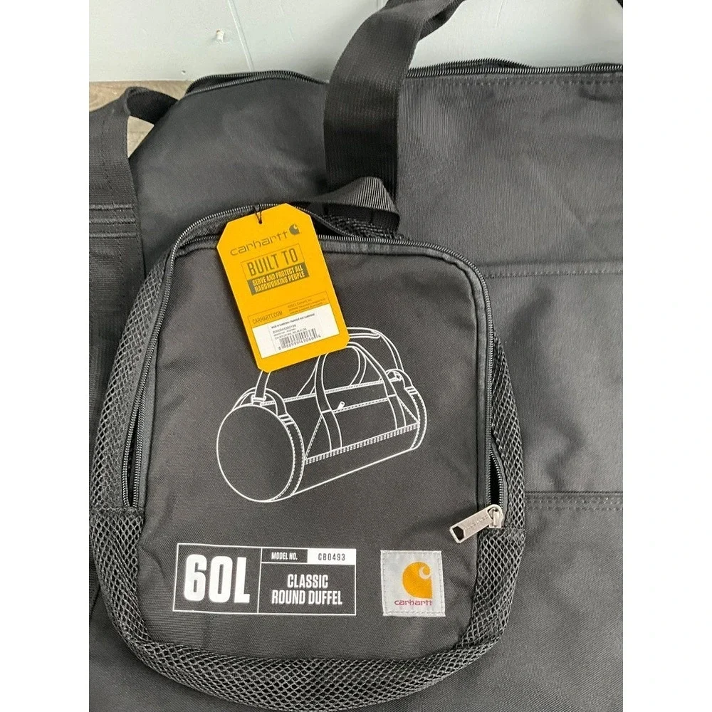 Carhartt Classic 60L Round Duffel Bag Black Heavy-Duty Water-Resistant CB0493